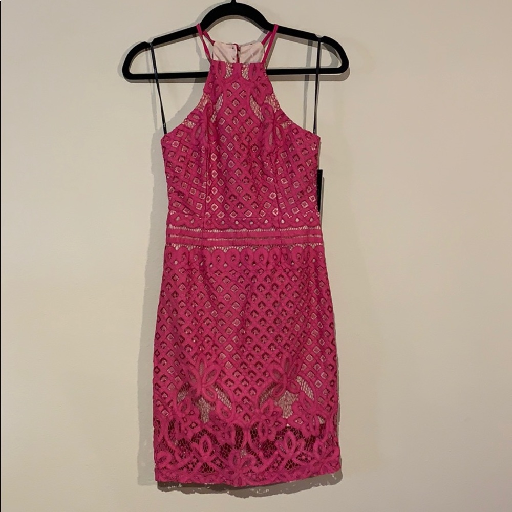 NWT Lulu’s Steal a Kiss Magenta Lace Dress - Picture 5 of 8